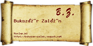 Bukszár Zalán névjegykártya
