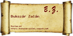 Bukszár Zalán névjegykártya
